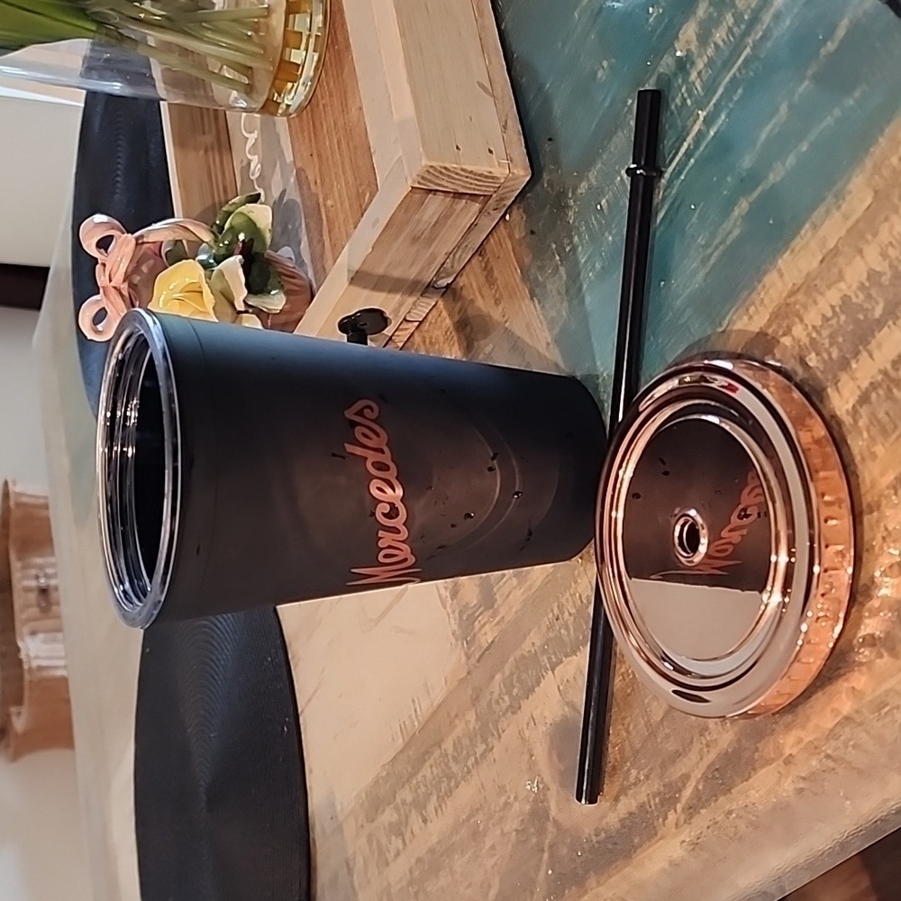 Black Tumbler with Rose Gold Straw - Picture 4 of 6